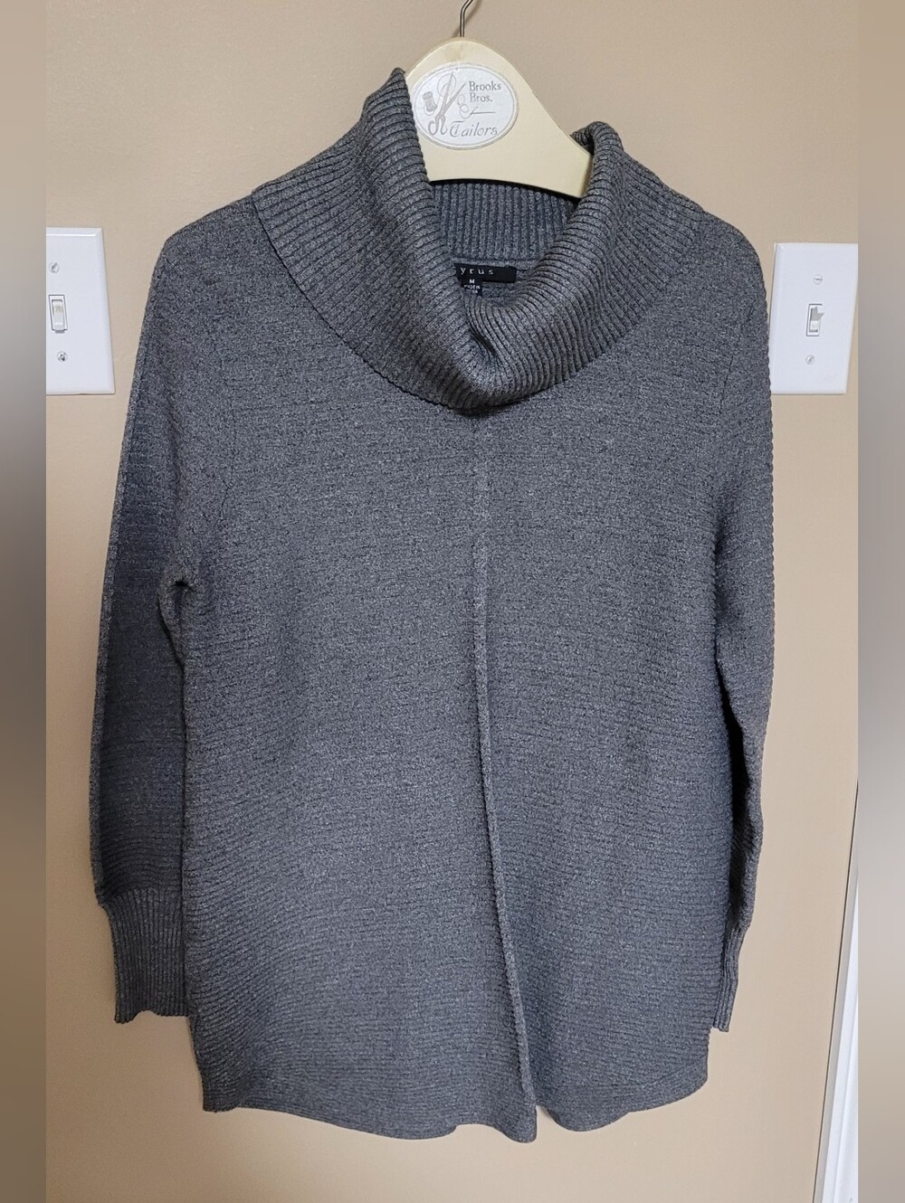 Dark Gray Ribbed Cowl Neck Sweater